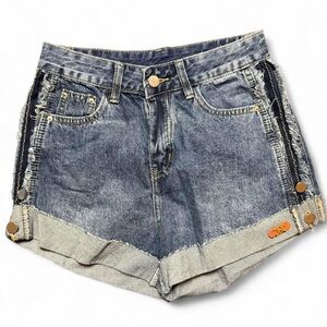 NWT Zuo Yan High Waisted Cuffed Denim Shorts Womens Size Medium NWT